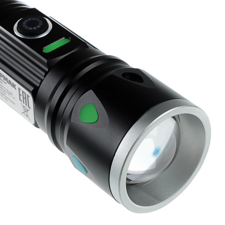 ЕРМАК Фонарь рабочий, LED, 4 режима, фокусировка, металл, съемн.аккум., 143х33 мм,функция Power-bank