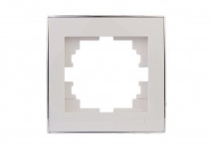 Lezard RAIN рамка 1 мест. горизонт. бел. с бок. вст. хром (PC) 703-0225-146