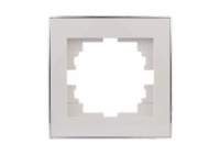 Lezard RAIN рамка 1 мест. горизонт. бел. с бок. вст. хром (PC) 703-0225-146