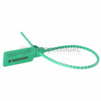Пломба пластиковая, номерная, 255мм, зеленая  цена за шт., отгрузка уп., (50!) REXANT, 07-6123