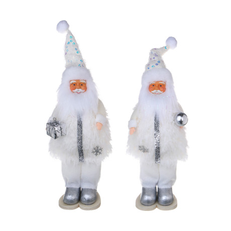 СНОУ БУМ Сувенир Санта 10x7x26 см, полиэстер, белый, 2 вида