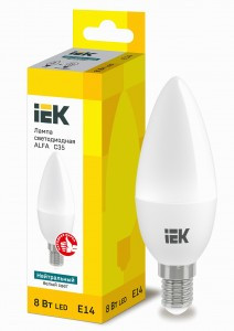 IEK свеча C37 E14 8W(720lm) 4000К 4K 112х37 матов. ALFA LLA-C35-8-230-40-E14