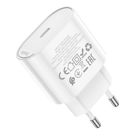 hoco. Зарядное устройство модель C109A, USB-С PD 20W, цвет: белый