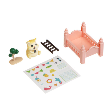 ИГРОЛЕНД Питомец с акс. "Хомяк в спальне", ABS, PP, 8х5х12 см, 6 диз.