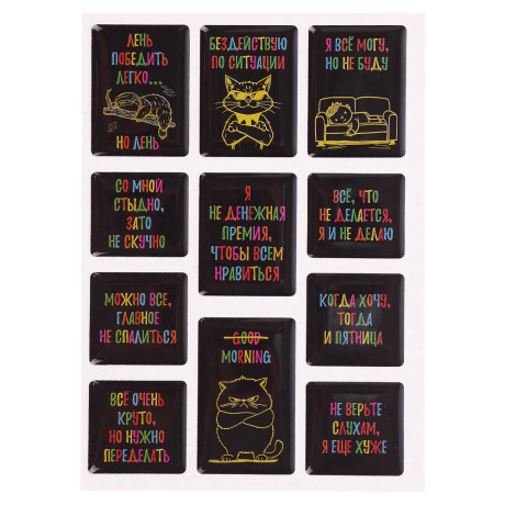 Наклейки эпоксидные Фразы 4 в ассортименте