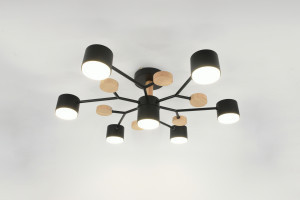 General Люстра 7GX53 50W 665х205 230V черный, мет/дер Альберто без пульта IP20 662217