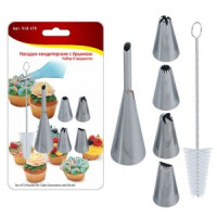 Насадки кондитерские с ершиком, 6предм/уп (кратность 6шт!!!), нерж.сталь VL8-170 Мультидом
