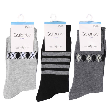 GALANTE Носки мужские, р.27-29, 85% хлопок,10% полиэстер, 5% спандекс, разноцветные, НВ22-09
