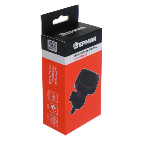 ЕРМАК Держатель телефона магнитный, на дефлектор, пластик, черно-красный