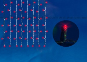 Гирлянда-занавес ULD-C2030-240/DTA 240LED 11W красный 3x2/24 нити, 8реж. IP20 пров.прозр. Uniel