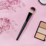 ЮНИLOOK Кисть для нанесения тональной основы/масок, дерево, синтетич.нейлон, 17,5см, черный, 26905-5