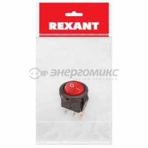 REXANT выкл. клавишный круглый 250V 3А(3с)ON-OFF красн.,подсв.Micro(RWB-106,SC-214) ИУ36-2530-1
