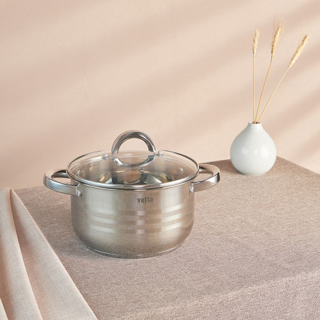 VETTA Фултон Кастрюля 22х12,5см, 4,0л, со стекл. крышкой, индукция