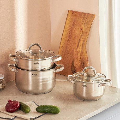 VETTA Фултон Кастрюля 22х12,5см, 4,0л, со стекл. крышкой, индукция