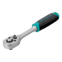 Ключ-трещотка 1/4&quot;, CrV, 72 зуба, с быстрым сбросом, матовый хром Stels