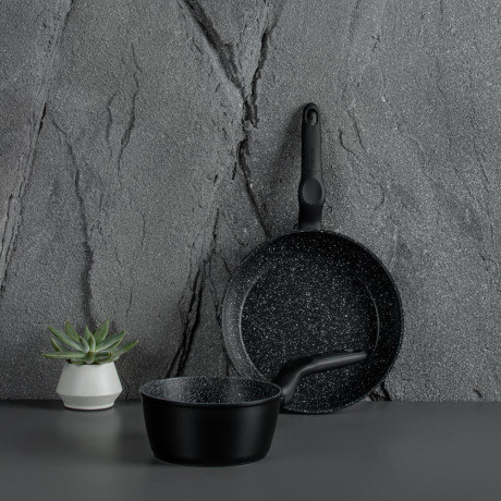 SATOSHI Стоун Ковш d16см 1,3л, антипригарное покрытие Мрамор, индукция