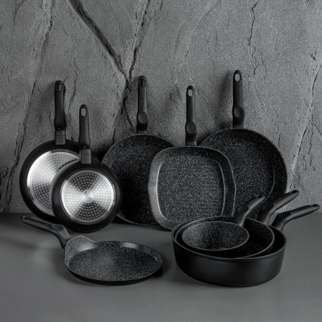 SATOSHI Стоун Ковш d16см 1,3л, антипригарное покрытие Мрамор, индукция