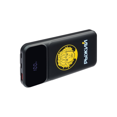 BY Рыжий Аккумулятор мобильный, 10000мАч, встроенные кабели, индик.заряда, светящийся логотип