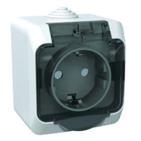 Systeme Electric Этюд роз. ОУ 1 мест. бел. (пл.осн., земля, штор., крыш, IP44) PA16-044B (12!)