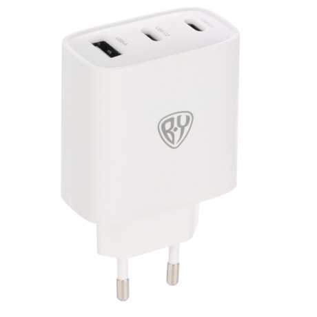 BY Сетевое зарядное устройство Smart 2*USB-C, 1* USB-A, QC,PD,PPS, 40 Вт, 110-240 В, 50-60 гц, белый