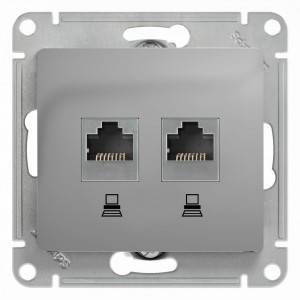 Systeme Electric GLOSSA мех. роз. комп. СУ 2 мест. алюминий (пл.осн., RJ45) GSL000385KK (2!)