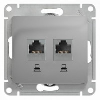 Systeme Electric GLOSSA мех. роз. комп. СУ 2 мест. алюминий (пл.осн., RJ45) GSL000385KK (2!)