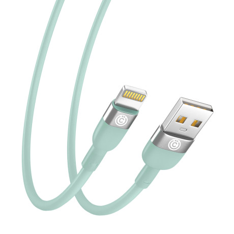 ВСЁГАЗИН Кабель для зарядки Live iP, 1м, Быстрая зарядка 2.4А, 12W, силикон, салатовый