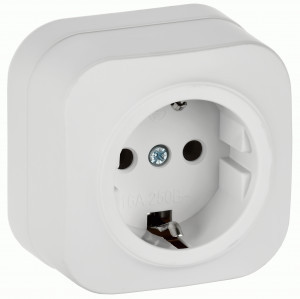 IEK GLORY роз. ОУ 1 мест. 16А (земля) РС20-3-ХБм белый мат. ERH11-K01M-16