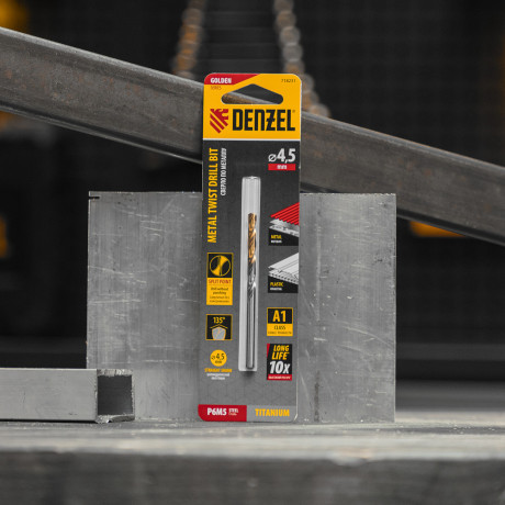 Сверло спиральное по металлу 4,5 x 80 мм, Р6М5, Golden Tip  Denzel