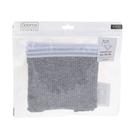 GALANTE Комплект белья: топ на лямках и трусы, р.134-140, 95% хлопок, 5% спандекс, серый, НБ25-19