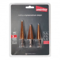 Набор 3 ступ. сверл, 1/3-13,2/5-13,3/6-19 сталь HSS, титан.покр,HEX, чех, Smartbuy Tools SBT-STD-3P1