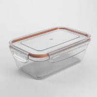 Контейнер пищевой герметичный с защелками 1,4л, прямоугольный конусный, пластик