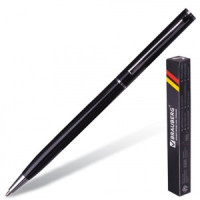 Ручка шарик. BRAUBERG бизнес-класса "Delicate Black", корпус чер., сереб. детали, 1мм, синяя 141399