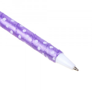 Ручка шариковая синяя, наконечник в форме банта с медвежонком, ткань, PP, корпус 18,5 см, 4 дизайна