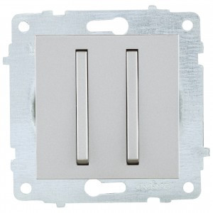 OVIVO мех. выкл. СУ 2 кл. 10А (узкая клавиша) серебро (ко всем рамкам) 610-000210-202