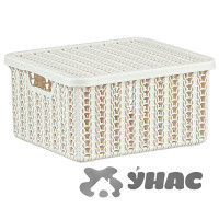 Коробка ВЯЗАНИЕ 1,5л с крышкой БЕЛ.РОТАНГ М2368(16)