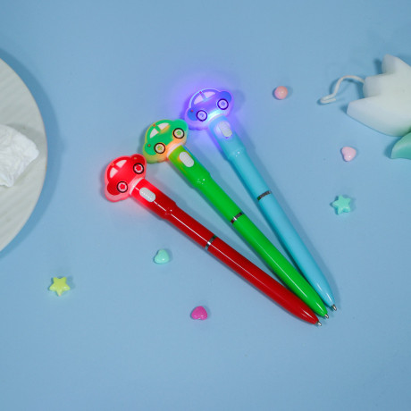 Ручка шариковая синяя 0,7мм, с LED подсветкой "Машинка", 3 вида