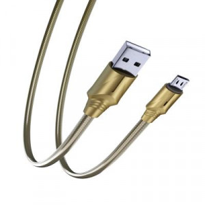 BY Кабель для зарядки Золото Micro USB, 1м, Быстрая зарядка QC3.0, штекер металл, золотистый