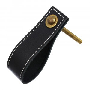 Ручка кожаная для мебели черн/бел (в кор 6 шт, цена за шт) BLUMEN HAUS