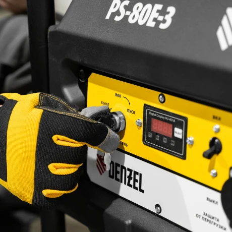 Генератор бензиновый PS 80 E-3, 6.6 кВт, 400 В, 25 л, электростартер Denzel