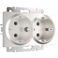 Werkel мех. роз. СУ 2 мест. 16A земля (перламутр.рифл) (WL13-SKG-02-IP20 a041870)W1172013 a051175