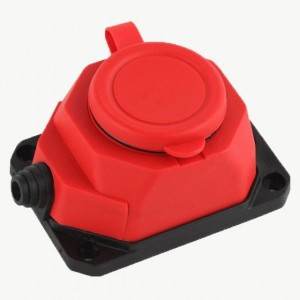 AY-KA (АЙКА) розетка прямая ОУ 1гн. каучук 2P+PE 1x16A 220-240V IP44 красная (Турция)