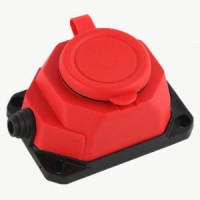 AY-KA (АЙКА) розетка прямая ОУ 1гн. каучук 2P+PE 1x16A 220-240V IP44 красная (Турция)
