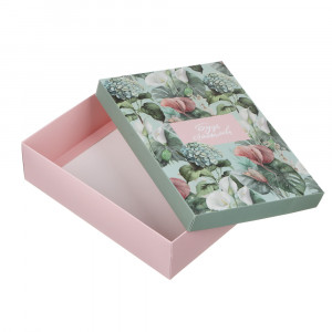 Коробка подарочная складная, бумага, 23х17х6 см, дизайн цветы