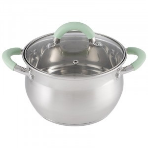 Кастрюля с крышкой MENTOLO, 4,6л, 22*12,5см, нерж.сталь, ручки с силиконом, 103578 Mallony