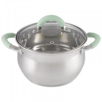 Кастрюля с крышкой MENTOLO, 4,6л, 22*12,5см, нерж.сталь, ручки с силиконом, 103578 Mallony