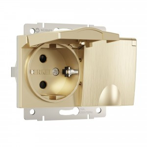 Werkel мех. роз. СУ 2 мест. 16A земля шторки крышка IP44 (шампань рифленый) W1172210