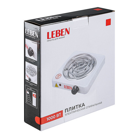 LEBEN Плитка электрическая одноконфорочная 1000Вт нагр. эл. спираль d14см
