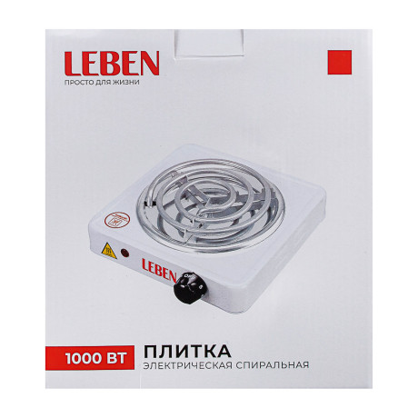 LEBEN Плитка электрическая одноконфорочная 1000Вт нагр. эл. спираль d14см