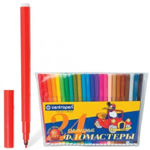 Фломастеры Centropen 24 цв., вент.колпачок, пласт.упак, гарантия - 3года, 7790/24-86